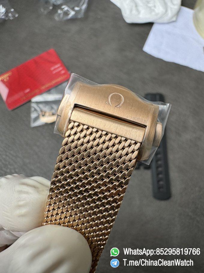 VS Factory Omega Seamaster Diver 300M Black Dial Burgundy Bezel Bronze Gold Case and Mesh Bracelet A8806 Movement 09