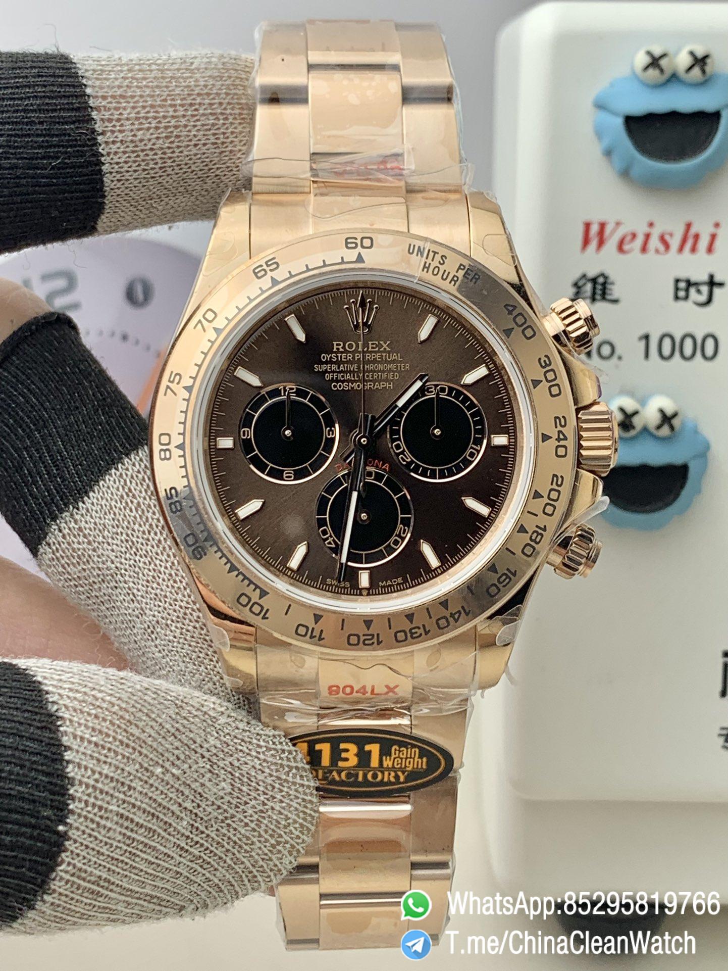 Clean Factory Certified Store QF Gain Weight Daytona 126505 Chocolate Dial Black Chrono Sub Dial Rose Gold Case and Oyster Bracelet Blue Luminous Indexs DD4131 Movement 01 Clean Factory Certified Store QF Gain Weight Daytona 126505 Chocolate Dial Black Chrono Sub Dial Rose Gold Case and Oyster Bracelet Blue Luminous Indexs DD4131 Movement 01