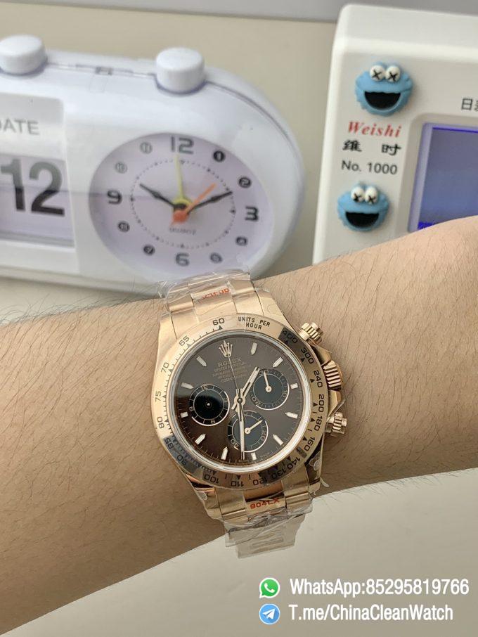 Clean Factory Certified Store QF Gain Weight Daytona 126505 Chocolate Dial Black Chrono Sub Dial Rose Gold Case and Oyster Bracelet Blue Luminous Indexs DD4131 Movement 05