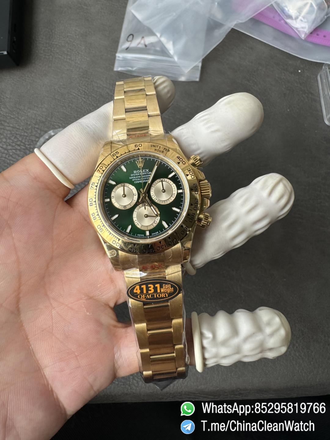 Clean Factory Certified Store QF Gain Weight Daytona 126508 Green Dial 18K Yellow Gold Plated Case and Oyster Bracelet Blue Luminous Indexs DD4131 Movement 01 Clean Factory Certified Store QF Gain Weight Daytona 126508 Green Dial 18K Yellow Gold Plated Case and Oyster Bracelet Blue Luminous Indexs DD4131 Movement 01