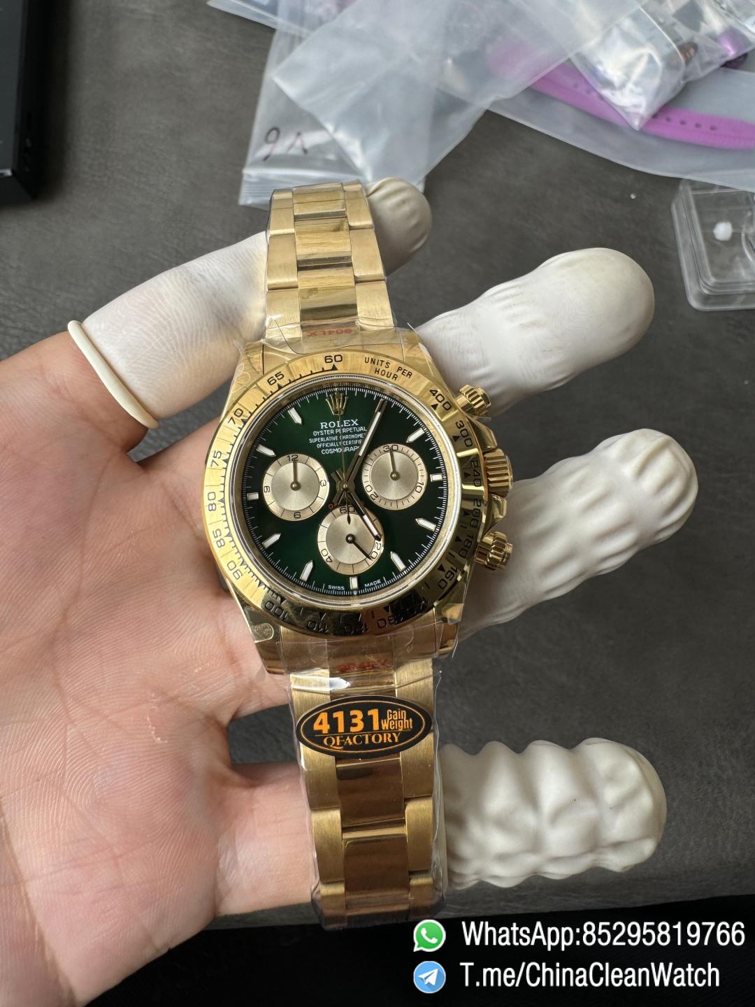 Clean Factory Certified Store QF Gain Weight Daytona 126508 Green Dial 18K Yellow Gold Plated Case and Oyster Bracelet Blue Luminous Indexs DD4131 Movement 03 Clean Factory Certified Store QF Gain Weight Daytona 126508 Green Dial 18K Yellow Gold Plated Case and Oyster Bracelet Blue Luminous Indexs DD4131 Movement 03