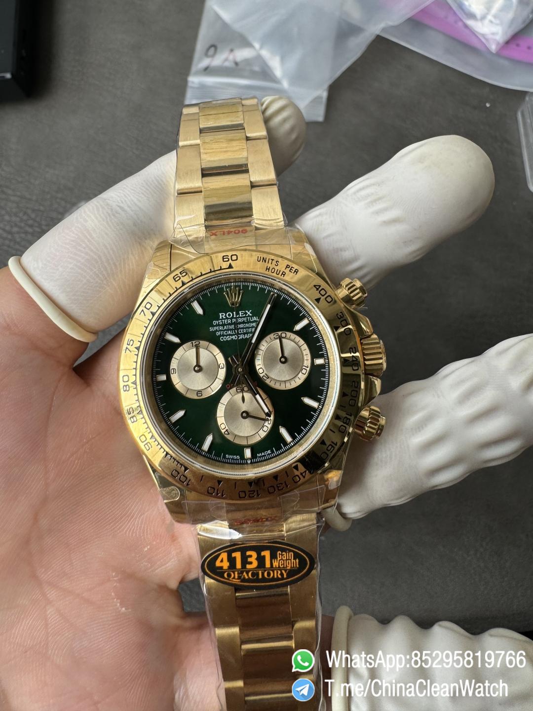 Clean Factory Certified Store QF Gain Weight Daytona 126508 Green Dial 18K Yellow Gold Plated Case and Oyster Bracelet Blue Luminous Indexs DD4131 Movement 04 Clean Factory Certified Store QF Gain Weight Daytona 126508 Green Dial 18K Yellow Gold Plated Case and Oyster Bracelet Blue Luminous Indexs DD4131 Movement 04