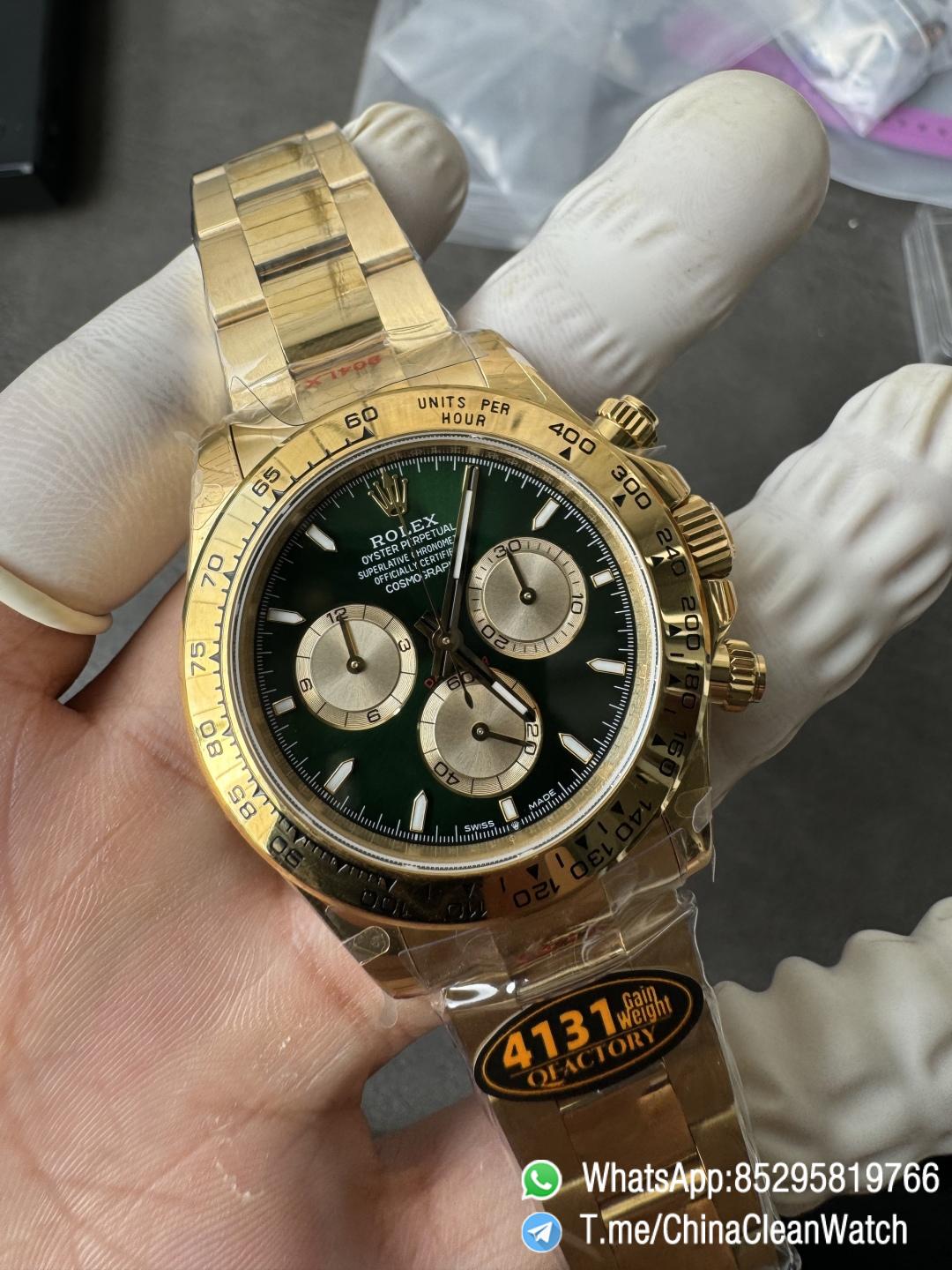 Clean Factory Certified Store QF Gain Weight Daytona 126508 Green Dial 18K Yellow Gold Plated Case and Oyster Bracelet Blue Luminous Indexs DD4131 Movement 07 Clean Factory Certified Store QF Gain Weight Daytona 126508 Green Dial 18K Yellow Gold Plated Case and Oyster Bracelet Blue Luminous Indexs DD4131 Movement 07
