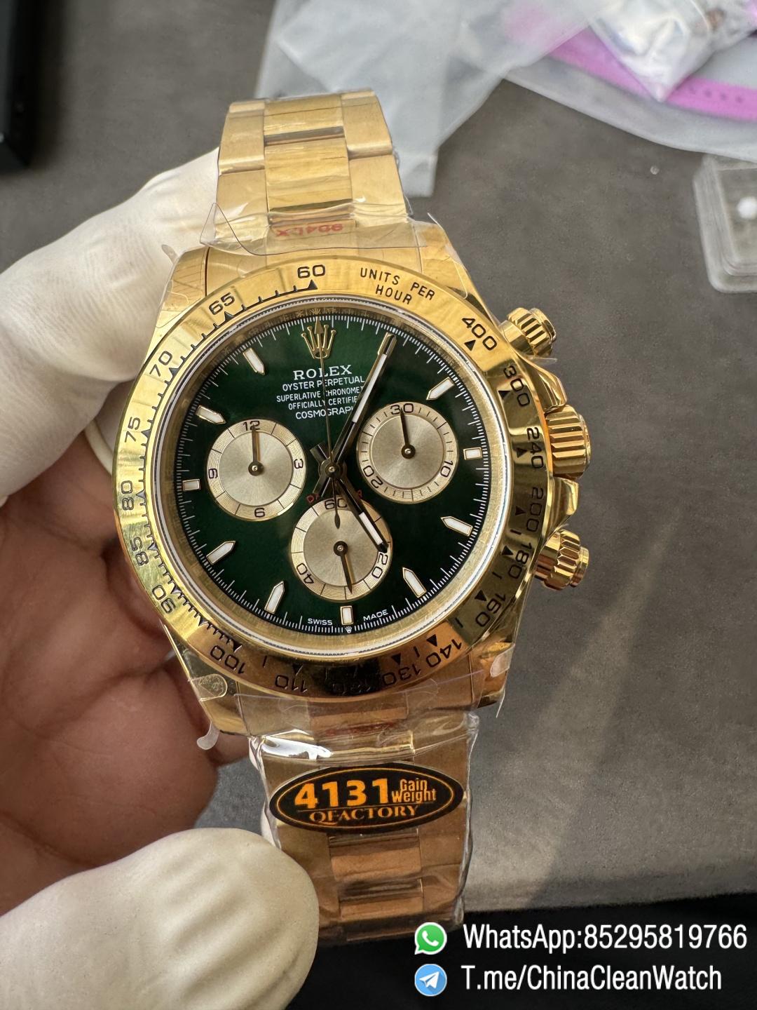 Clean Factory Certified Store QF Gain Weight Daytona 126508 Green Dial 18K Yellow Gold Plated Case and Oyster Bracelet Blue Luminous Indexs DD4131 Movement 09 Clean Factory Certified Store QF Gain Weight Daytona 126508 Green Dial 18K Yellow Gold Plated Case and Oyster Bracelet Blue Luminous Indexs DD4131 Movement 09