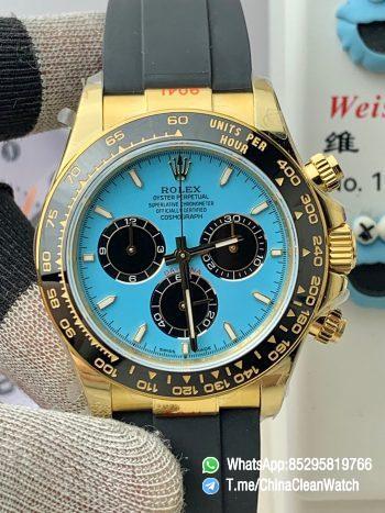 Clean Factory Certified Store QF Gain Weight Daytona 126518LN Turquoise Blue and Black Dial Yellow Gold Case Black Ceramic Bezel Oysterflex Strap Blue Luminous Indexs DD4131 Movement 00