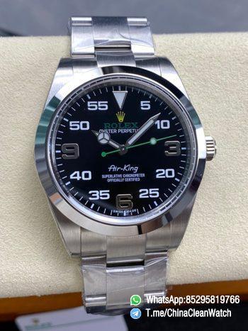 Clean Factory Watches Authorized Store C Factory Air King 126900 Black Dial Green Second Hand 904L Steel Case Bracelet VR3230 Movement 00