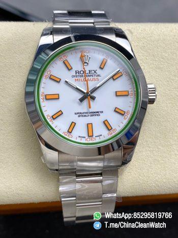 Clean Factory Watches Authorized Store C Factory Rolex Milgauss 40mm White Dial Orange Index and Lightning Second Hand Super Clone 3131 Carlibre 000