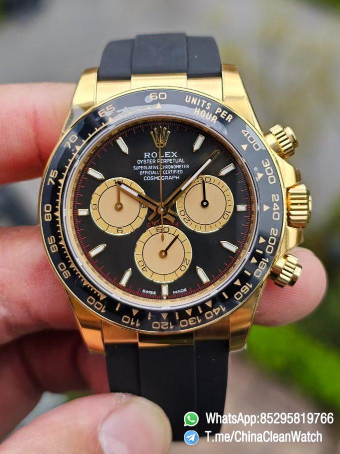 Clean Factory Watches Authorized Store VSF Daytona Paul Newman 126518LN Yellow Gold Case Black Dial Yellow Gold Sub Dial Oysterflex DD4131 Calibre 00