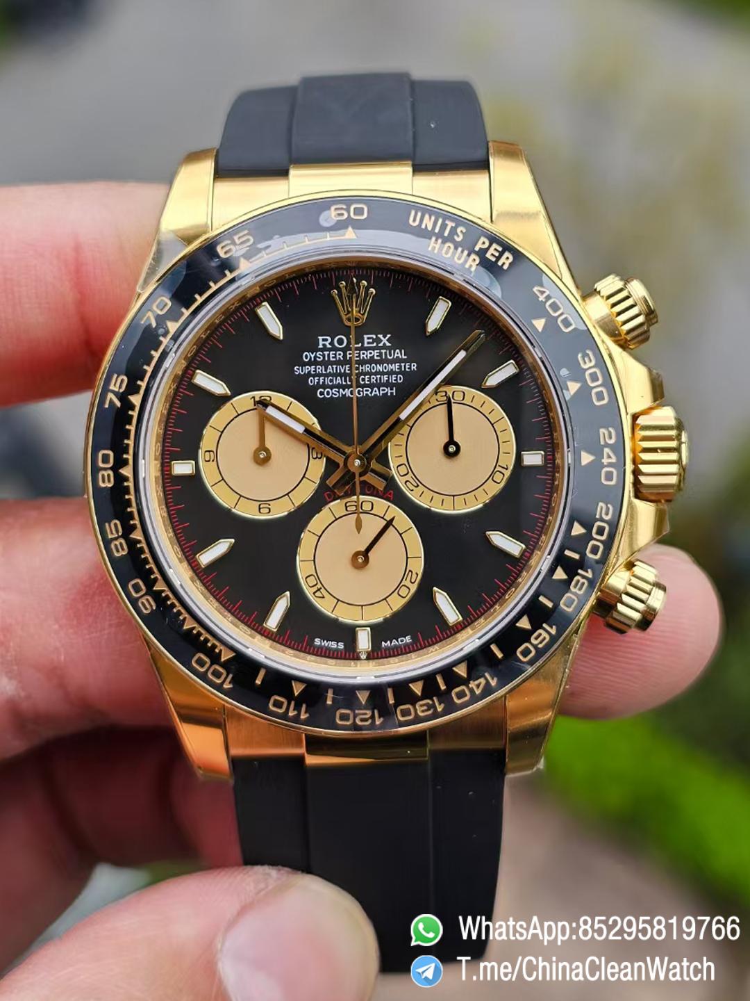 Clean Factory Watches Authorized Store VSF Daytona Paul Newman 126518LN Yellow Gold Case Black Dial Yellow Gold Sub Dial Oysterflex DD4131 Calibre 00 Clean Factory Watches Authorized Store VSF Daytona Paul Newman 126518LN Yellow Gold Case Black Dial Yellow Gold Sub Dial Oysterflex DD4131 Calibre 00