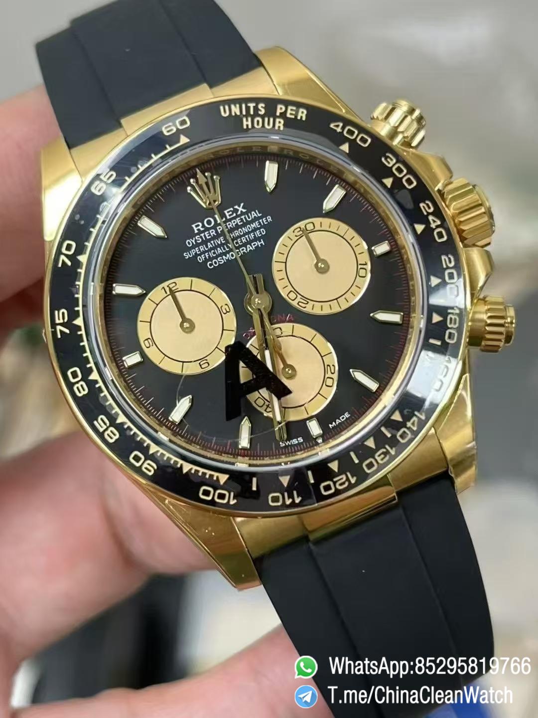 Clean Factory Watches Authorized Store VSF Daytona Paul Newman 126518LN Yellow Gold Case Black Dial Yellow Gold Sub Dial Oysterflex DD4131 Calibre 09 Clean Factory Watches Authorized Store VSF Daytona Paul Newman 126518LN Yellow Gold Case Black Dial Yellow Gold Sub Dial Oysterflex DD4131 Calibre 09