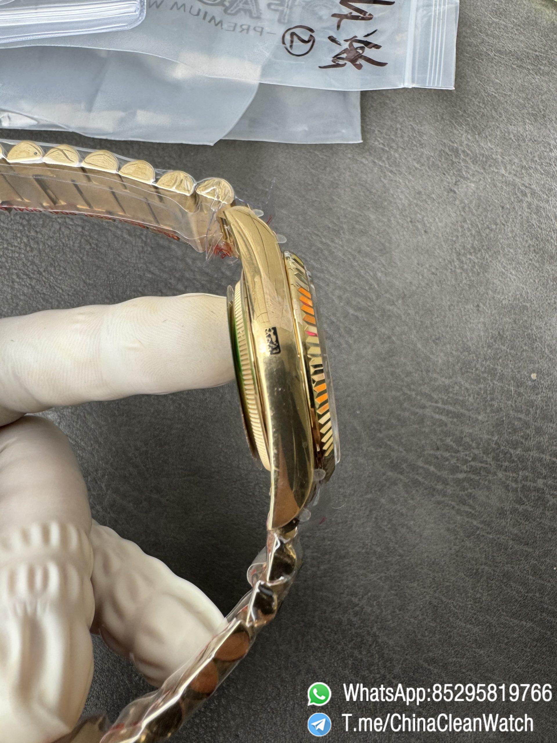 Clean Factory Watches QF Gain Weight 156g Day Date 36mm M128238 0069 Yellow Gold Case Green Ombre Diamonds Dial A2836 Movement 08 Clean Factory Watches QF Gain Weight 156g Day Date 36mm M128238 0069 Yellow Gold Case Green Ombre Diamonds Dial A2836 Movement 08