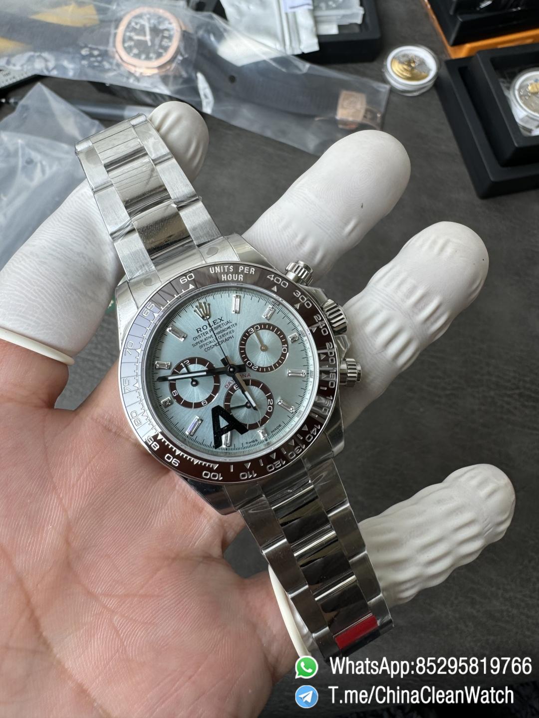 Clean Factory Watches VSF Daytona 126506 Gain Weight 164g Ice Blue Dial Diamonds Indexes Brown Ceramic Bezel DD4131 Caliber 904L Oyster Bracelet 03 Clean Factory Watches VSF Daytona 126506 Gain Weight 164g Ice Blue Dial Diamonds Indexes Brown Ceramic Bezel DD4131 Caliber 904L Oyster Bracelet 03