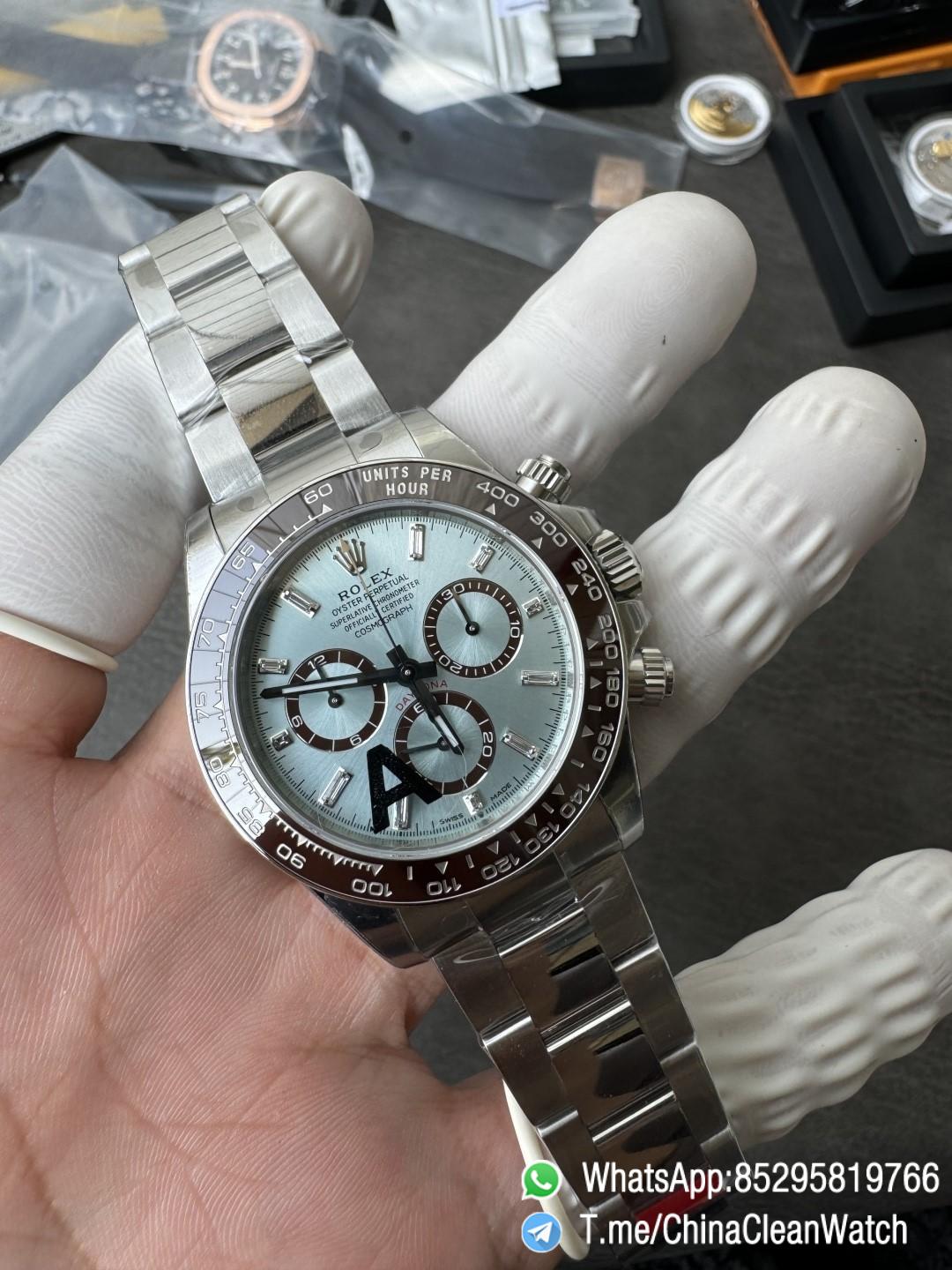 Clean Factory Watches VSF Daytona 126506 Gain Weight 164g Ice Blue Dial Diamonds Indexes Brown Ceramic Bezel DD4131 Caliber 904L Oyster Bracelet 05 Clean Factory Watches VSF Daytona 126506 Gain Weight 164g Ice Blue Dial Diamonds Indexes Brown Ceramic Bezel DD4131 Caliber 904L Oyster Bracelet 05