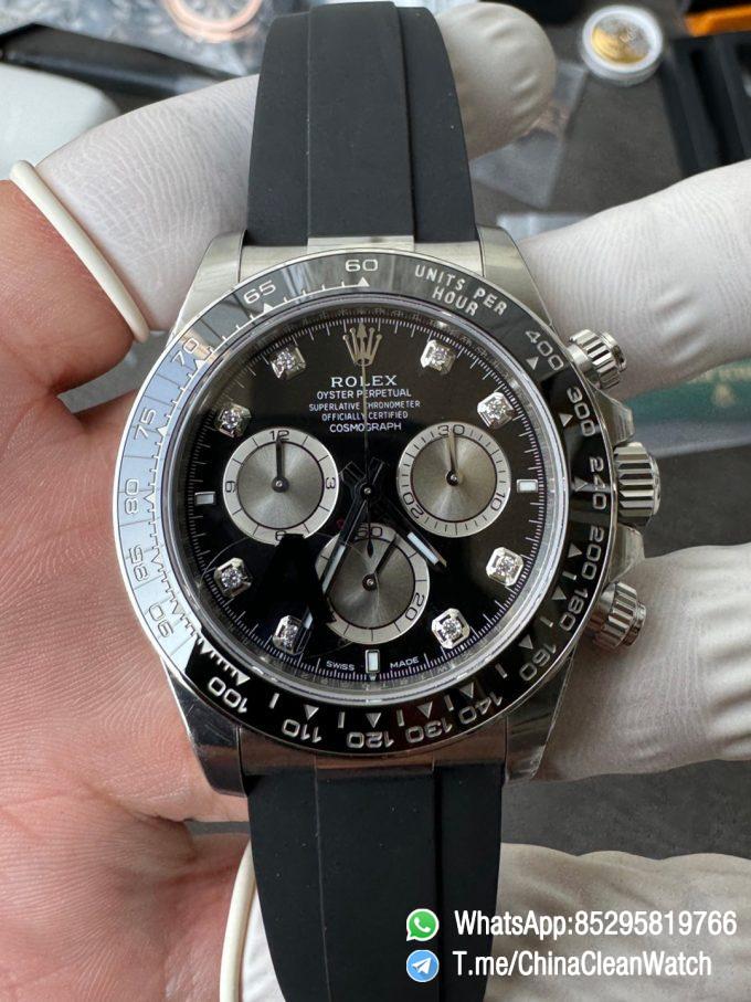 Clean Factory Watches VSF Gain Weight 137g Daytona 126519 Black Dial Silver Center Chrono Dial Diamonds Indexes DD4131 Caliber Oysterflex Strap 00