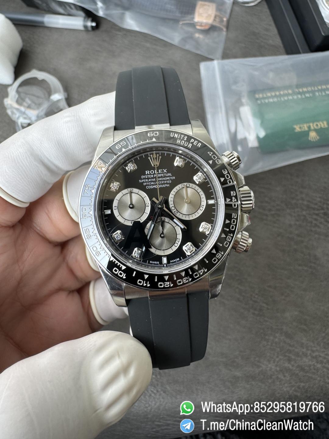 Clean Factory Watches VSF Gain Weight 137g Daytona 126519 Black Dial Silver Center Chrono Dial Diamonds Indexes DD4131 Caliber Oysterflex Strap 04 Clean Factory Watches VSF Gain Weight 137g Daytona 126519 Black Dial Silver Center Chrono Dial Diamonds Indexes DD4131 Caliber Oysterflex Strap 04