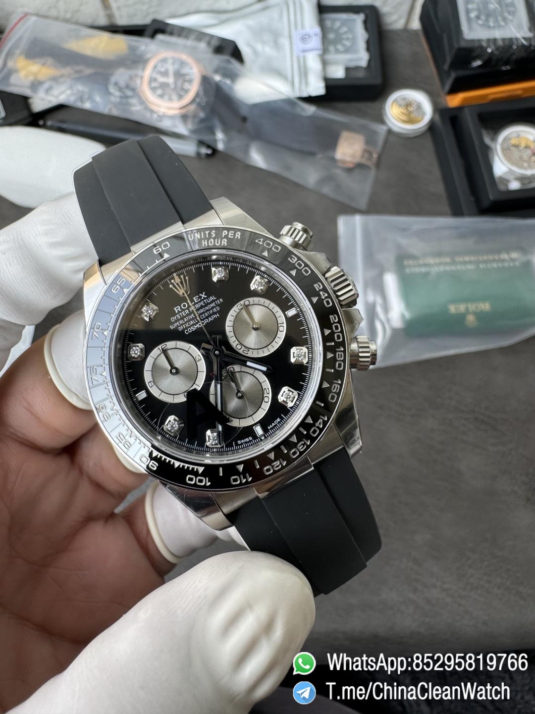 Clean Factory Watches VSF Gain Weight 137g Daytona 126519 Black Dial Silver Center Chrono Dial Diamonds Indexes DD4131 Caliber Oysterflex Strap 05 Clean Factory Watches VSF Gain Weight 137g Daytona 126519 Black Dial Silver Center Chrono Dial Diamonds Indexes DD4131 Caliber Oysterflex Strap 05