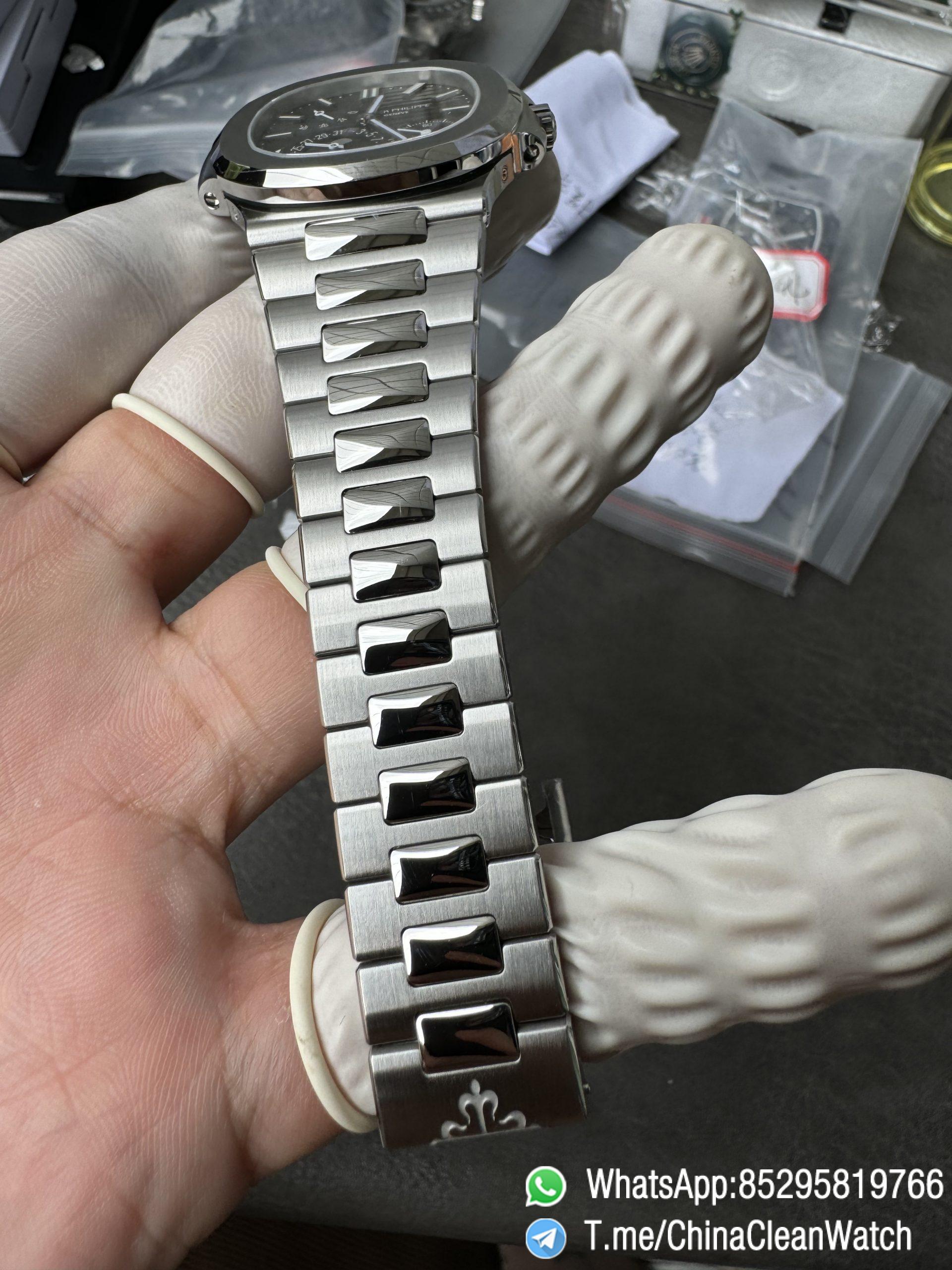 OMEF Custom Patek Nautilus 5712 Blue Dial Moon Phase and Power Reserve Display Free Sprung Balance 240 Movement Brushed Finish Bracelet 15 OMEF Custom Patek Nautilus 5712 Blue Dial Moon Phase and Power Reserve Display Free Sprung Balance 240 Movement Brushed Finish Bracelet 15